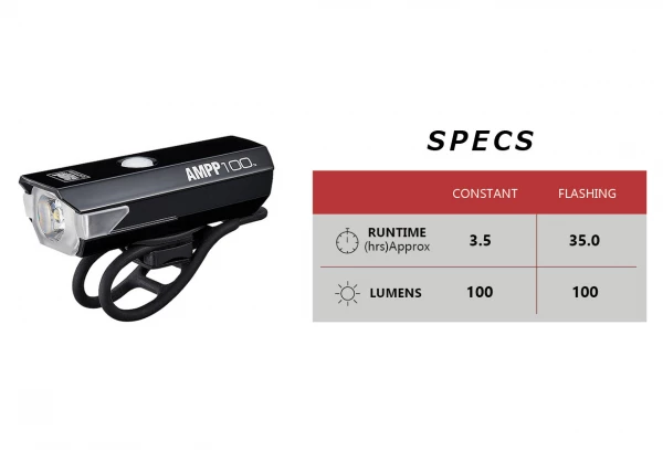 Paire D'Éclairages Cateye AMPP100 & ORB Rechargeable Noir 8 Paire D'Éclairages Cateye AMPP100 & ORB Rechargeable Noir – Image 6